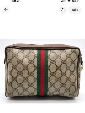 Authentic vintage Gucci GG Supreme Sherry Line Beige/Brown Clutch Bag W/O Box!